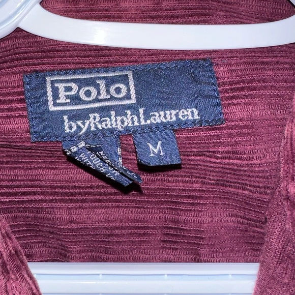 Vintage 90’s Polo By Ralph Lauren Casual Maroon Corduroy Button Up Long Sleeve - Picture 3 of 8
